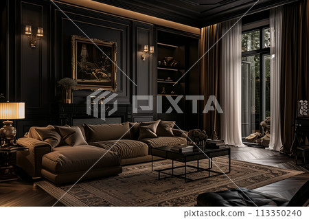 Luxury neo classic style home interior. By generative Ai 113350240