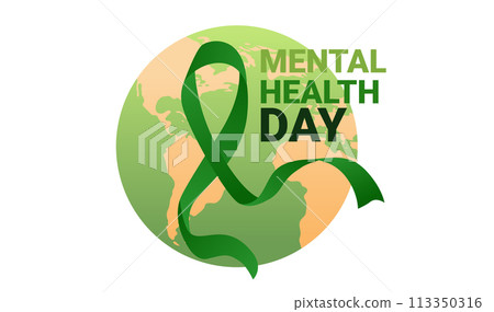 world mental health day awareness month banner with green ribbon horizontal world mental health day awareness month banner with green ribbon horizontal 113350316