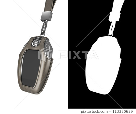 Car remote control key in lather case realistic 3d render with alpha 113350659