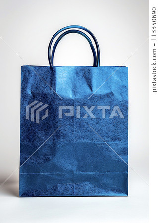 Blue paper bag ,Design Template for Mock-up, AI generated 113350690