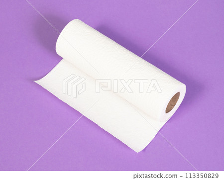 White kitchen paper isolated on purple background 113350829