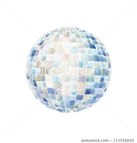 Disco ball watercolor hand drawn stock illustration. 113350830