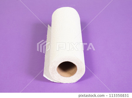 White kitchen paper isolated on purple background 113350831