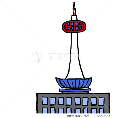Retro Kyoto Tower illustration Retro Kyoto Tower illustration 113350843