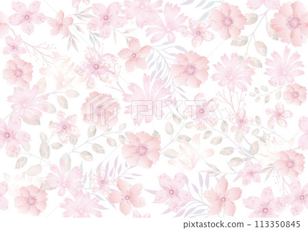 水彩風格花卉無縫向量背景插畫 113350845