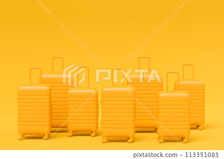Colorful suitcase on monochrome background. 3D render of summer vacation concept 113351083