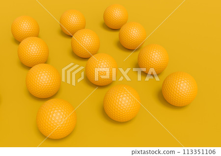 Set of golf ball lying in row on monochrome background Set of golf ball lying in row on monochrome background 113351106