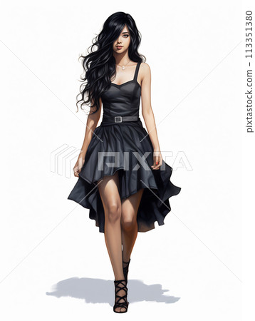 Casual Teenager with Long Hair 113351380