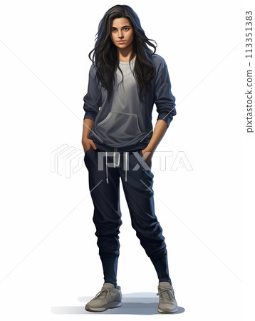 Illustration of Stylish Teen with Long Hair 113351383