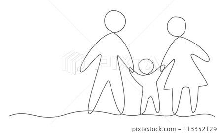 Family One line drawing isolated on white background 113352129