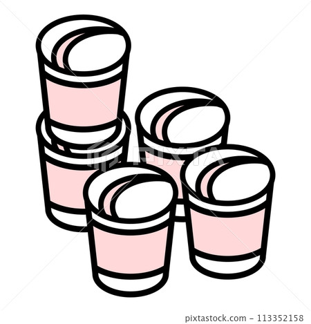 Simple illustration of many cup-shaped instant foods Simple illustration of many cup-shaped instant foods 113352158