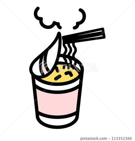 Simple illustration of freshly made instant cup ramen Simple illustration of freshly made instant cup ramen 113352160