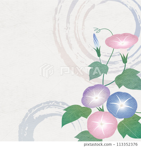 牽牛花日本紙水彩風格的日式背景圖像 113352376