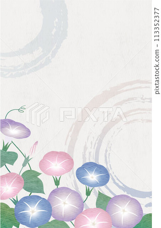 牽牛花日本紙水彩風格的日式背景圖像 113352377