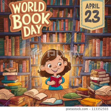 World book day. Education vector illustration 113352503
