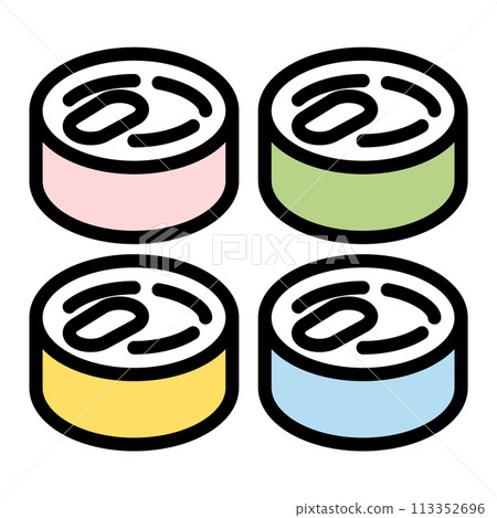 簡單多彩的罐頭食品插畫 113352696