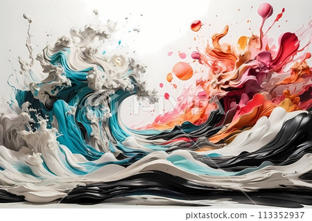 Japanese zen style abstract art illustration using brush stroke style. Black ink with no background images, plain white background. Japanese zen style abstract art illustration using brush stroke style. Black ink with no background images, plain white background. 113352937