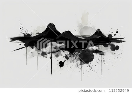 Japanese zen style abstract art illustration using brush stroke style. Black ink with no background images, plain white background. Japanese zen style abstract art illustration using brush stroke style. Black ink with no background images, plain white background. 113352949