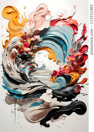 Japanese zen style abstract art illustration using brush stroke style. Black ink with no background images, plain white background. Japanese zen style abstract art illustration using brush stroke style. Black ink with no background images, plain white background. 113352965