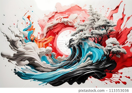 Japanese zen style abstract art illustration... - Stock Illustration ...