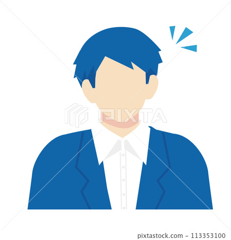 A man in a navy blue suit notices something 113353100