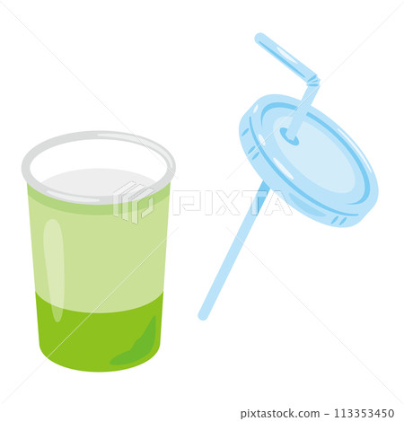 Paper cup with lid and straw Paper cup with lid and straw 113353450