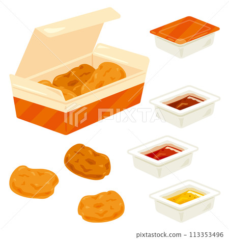 Boxed chicken nuggets set 113353496