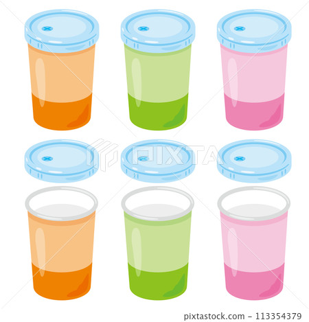Colorful paper cup set with lid 113354379