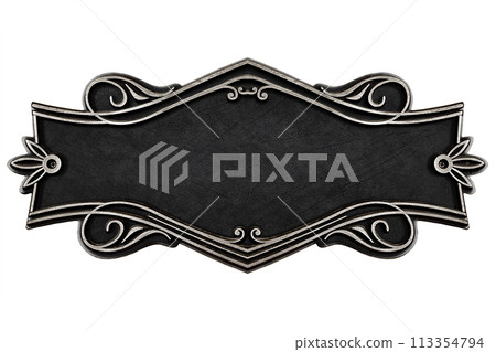 Vintage cast leather plate isolated on white background 113354794