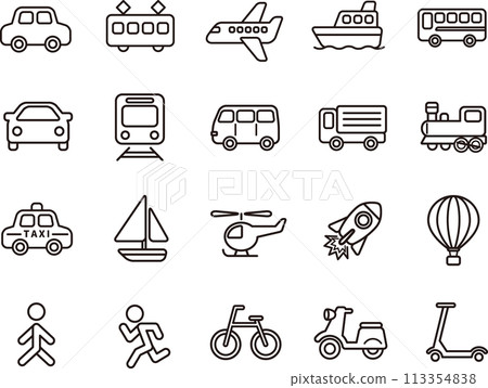 Cute simple transportation and vehicle icon set (line drawing) Cute simple transportation and vehicle icon set (line drawing) 113354838