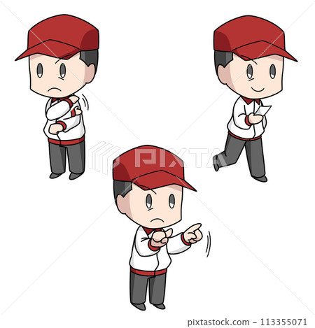 Baseball manager illustrations (3 types, male) Baseball manager illustrations (3 types, male) 113355071