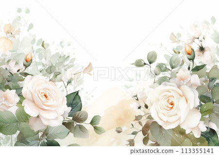 Greeting card with flowers. Can be used as an invitation card for wedding, birthday and other holiday and summer background 113355141