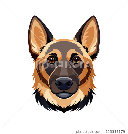 German Shepherd Vector Art Stunning Dog Face Design for Animal Enthusiasts Illustration Graphic 113355179