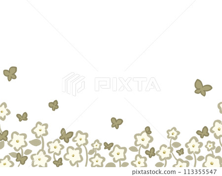 Flower field butterfly gold frame 113355547