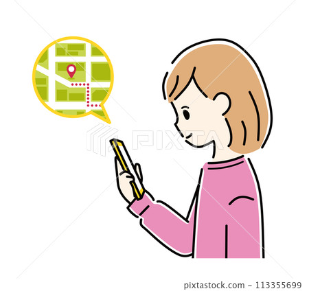 女人在智能手機上看導航 113355699