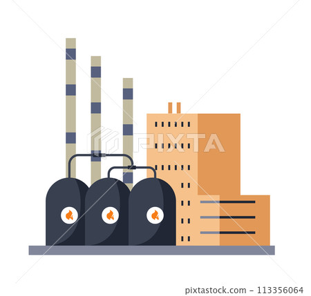 Oil Storage Facility Vector Illustration 113356064