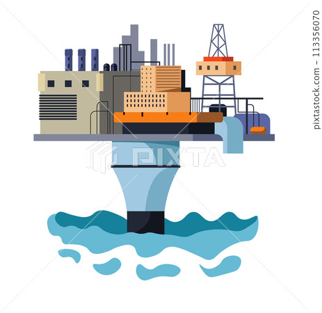 Industrial Offshore Platform Vector illustration 113356070