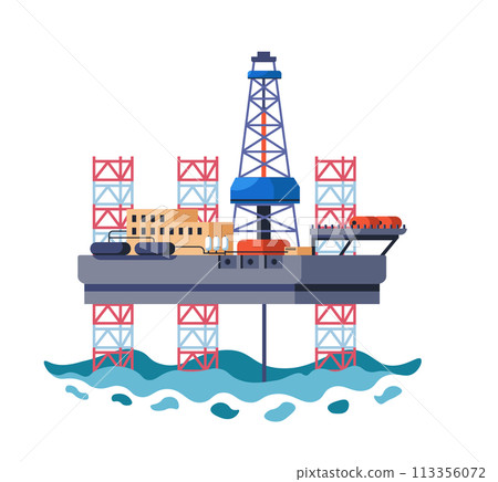 Offshore Oil Rig Structure Vector - Stock Illustration [113356072] - PIXTA