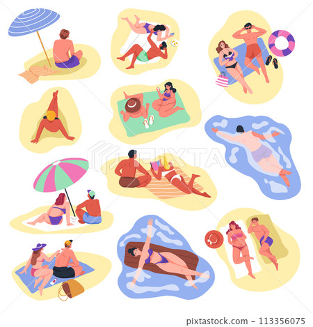 Beach Activities Collage Vector Art Beach Activities Collage Vector Art 113356075