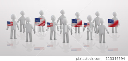 people silhouettes standing with American United States flags USA presidential election concept horizontal 113356394