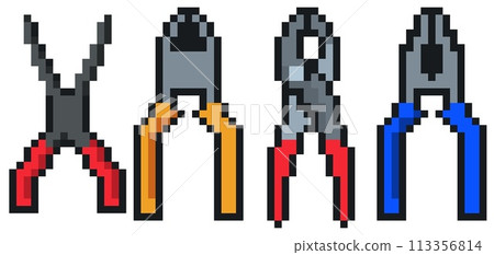 Pixel art of pliers and other tools Pixel art of pliers and other tools 113356814