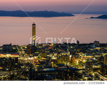 Night view of the city: Utazu, Kagawa Prefecture, Aonoyama summit observation deck 113356864
