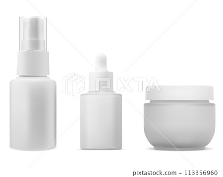 Cosmetic product mockup. Serum dropper, cream jar 113356960