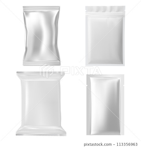 Zipper foil bag mockup. Aluminum plastic pouch 113356963