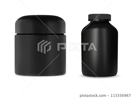 Protein jar vector blank. Supplement vitamin container 113356967