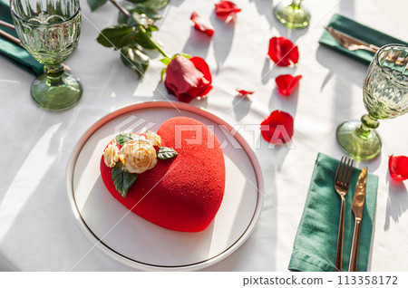 Heart Shaped Red Velvet Valentine's Day Cake 113358172