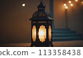 Ramadan Kareem, Lantern, Postcard: Illuminated lantern at dusk during Ramadan signifies tradition. 113358438