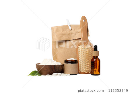 PNG,A paper bag with collagen, isolated on white background 113358549