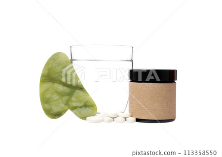 PNG,Collagen tablets, isolated on white background 113358550