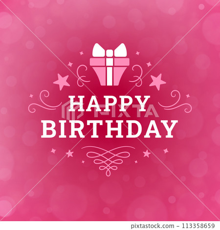 Happy birthday pink gift box vintage greeting card typographic template vector illustration 113358659